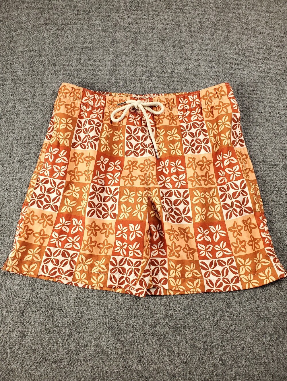 Cove Australia Swim Trunks Large Floral Pattern Orange Cream Beach Surf Hawaiian